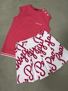 美品）パーリーゲイツ 、筆記体ロゴグラフィック柄、セットアップ