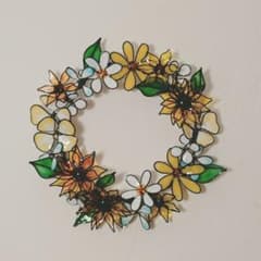 夏のフラワーリース（ひまわり）/ ワイヤークラフトのサムネイル