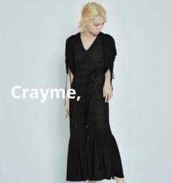 Crayme, ギャザースリーブラップドレス ブラック Freeサイズ 菅野結以 