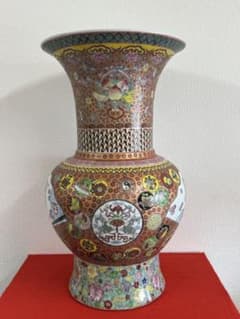中国古美術　清時代“福寿百字図”【大清乾龍年製】在銘 倉庫整理品 W-0044 中国古美術 清時代“福寿百字図”【大清乾龍年製】在銘 倉庫整理品 W