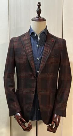 ISAIA イザイア テーラードジャケット チェック ブラウン 42 - メルカリ
