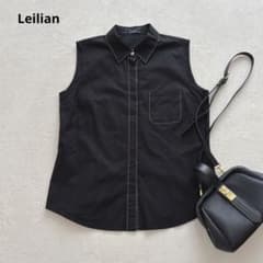 Leilian Sleeveless Shirt Blouse with Stitch Design, Stretch Fabric, Size 9, Made in Japan