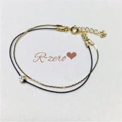一粒ダイヤブレスレット♡ブラック×プレミアムゴールドチェーンのサムネイル