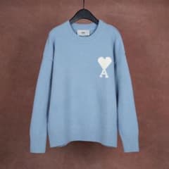 AMI PARIS アミパリス ハートロゴ 長袖シャツ M ライトブルー AMI PARIS アミパリス ハートロゴ ニット セーター L ライトブルー