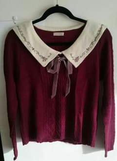 axes femme 刺繍入りセーラー襟ニットプルオーバーのサムネイル