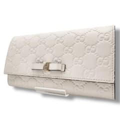 グッチ 長財布 シマレザー GG柄 インターロッキング リボン 極美品