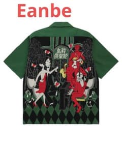 Eanbe 沖縄 アロハシャツ 鬼粋倶楽部 グリーン Lサイズ 日本製 レア 