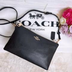 極美品☆COACHコーチ 2wayショルダーバッグ ブラック レザー シボ革