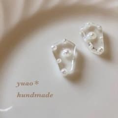 クリアーパール イヤリング ピアス ハンドメイドのサムネイル