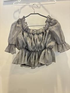 GRL シアーフリルブラウス グレー 半袖のサムネイル