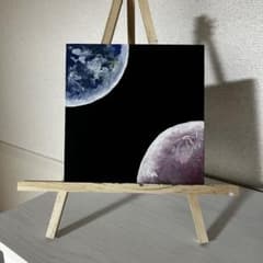 宇宙と惑星を描いたミニキャンバスアートのサムネイル