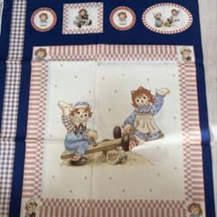 Raggedy Ann & Andy パネル柄 プリント生地 綿のサムネイル