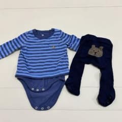 babyGAP くま　ボーダーロンパース タイツ セットのサムネイル