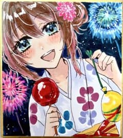 夏祭り』オリジナルイラスト 手描きイラスト コピック 色紙 アナログ