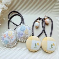 337✾︎ ハンドメイド ヘアゴム4個セット 22㎜くるみボタン - メルカリ