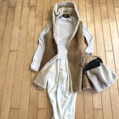 極美品❗️仔羊革シープスキンムートン フーディ ロングジレベスト