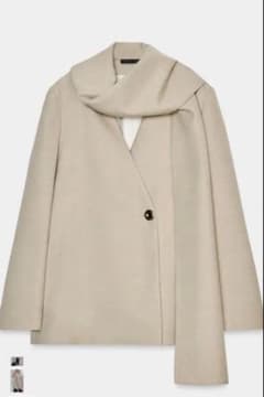 定価12590ZARA ベージュ テーラードジャケット スカーフ付き - メルカリ