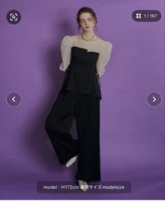 et.UNVER パンツドレス　ブラック× ベージュ　M 結婚式　お呼ばれのサムネイル