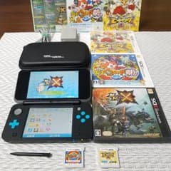 ❤美品・送料込❤2DSLL&妖怪真打&モンハンX&ヒーロー❤ブラック×ターコイズのサムネイル