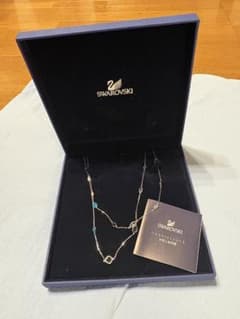 2way＊Swarovski ロングネックレス 青・透明 - メルカリ
