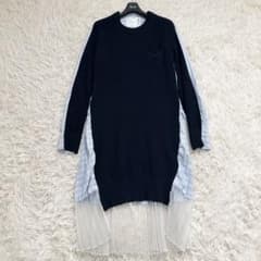 サカイ 異素材ドッキングワンピース ニット シャツ プリーツ