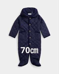 【美品】ラルフローレン キルティング バギーオール ネイビー 70cm (6M）のサムネイル
