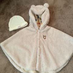 HOT BISCUITS フード付きポンチョ＆帽子セット フリース素材 ベビー用