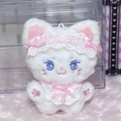 ぬい服 10cm 韓国 ヘッドドレス 前掛け ピンク 10cmぬい 【E01