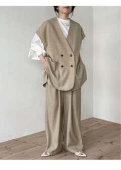 wee9s 【2点SET】mannish vest set up ベージュのサムネイル