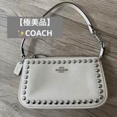 極美品】COACH コーチ バッグ ポーチ ノリータ 白 - メルカリ