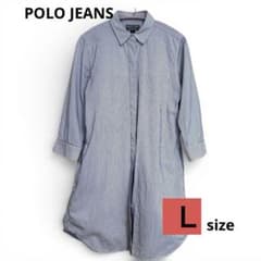 ラルフローレン POLO JEANS ストライプ シャツワンピース L 七分袖のサムネイル