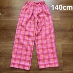 キッズ　ダンス　パンツ　ピンク チェック柄 140cmのサムネイル