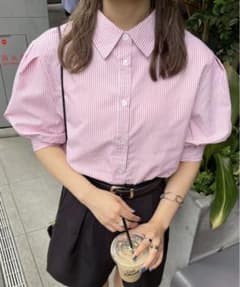 ストライプシャツ/ピンク　nemne storeのサムネイル