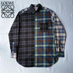LOEWE ロエベ ポルトガル製 クレイジーパターン チェック ネルシャツ