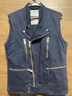 UNUSED コットンキャンバス ライダースベスト 製品染 良品 - メルカリ