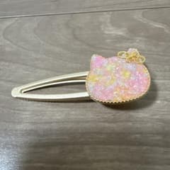 ネコ型琉球ガラス入りヘアクリップのサムネイル