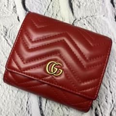美品✨グッチ マーモント ゴールド金具 キルティング 本革 レザー 三