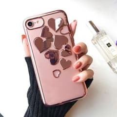 【連休セール♡】3Dメタリックハート・iPhone７ケース・ピンクのサムネイル