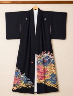 【本日限定価格✨️】黒留袖 五つ紋 鶴 松 桜 金彩 礼装のサムネイル