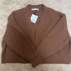 ZARA リブニットカーディガン ブラウン 新品