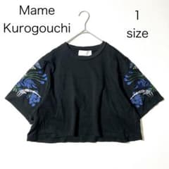 3688【美品】マメクロゴウチ　フラワーパターン刺繍Tシャツ　ビッグシルエット