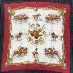 GUCCI グッチ 大判スカーフ ホース柄 シルク ヴィンテージ シミありのサムネイル