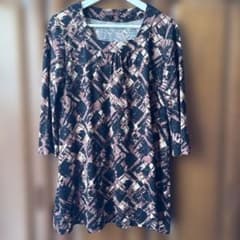 smart pink 抽象パターン 五分袖チュニック L - メルカリ