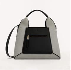 FURLA フルラ　ジルダハンドバッグ キャンバス×レザー バイカラー　ブラック FURLA フルラ ジルダハンドバッグ キャンバス×レザー バイカラー