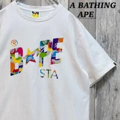 アベイシングエイプ Tシャツ 半袖 ビックロゴ スター マルチカラー 