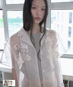 OVERDUEFLAIR EMBROIDERY ORGANZA SHIRT