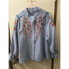 刺繍ブラウス 水色のサムネイル