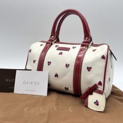 美品 グッチ ハンドバッグ ミニボストンバッグ ハートモチーフ GG 