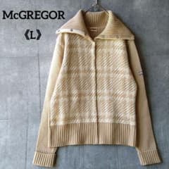 McGREGOR マックレガー ニットカーディガン L 千鳥格子柄 襟2WAY