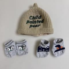 新生児、ベビー帽子 ソックス セットのサムネイル